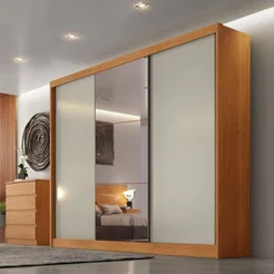 Guarda-Roupa Casal MDF com Espelho 3 Portas 6 Gavetas Soberano Marrom/Cinamomo Fendi Cumaru Fendi