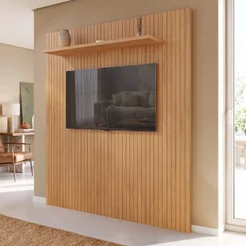 Painel Ripado Frisado para TV até 60 Polegadas 163,2CMX220CM Siena Marrom
