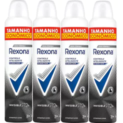 Kit Desodorante Antitranspirante Aerosol Rexona Invisible 72 horas 250ml - 4 Unidades
