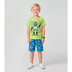 Pijama Infantil Masculino Brilha No Escuro Kappes Verde
