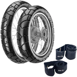 KIT PAR PNEU 90/90-19 52P + 110/90-17 60P VIPAL TR400 BROS 125 150 160 XTZ 150 CROSSER Shineray XY 150 + CAMARAS 17 E 19
