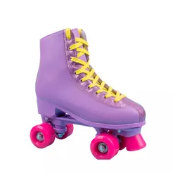 Patins Infantil Tamanho 34 Quad 4 Rodas Glitter com Freio Frontal Rosa Roxo Lilás e Azul Com ou Sem Kit Proteção