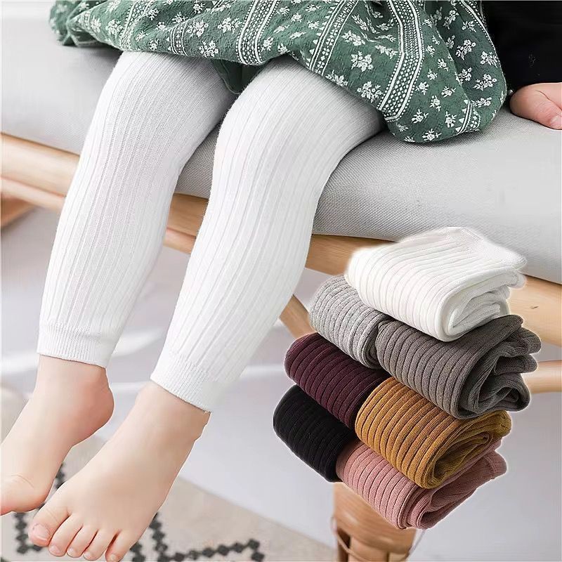 Leggings Casual De Cor Sólida Meia-Calça De Malha Canelada unissex
