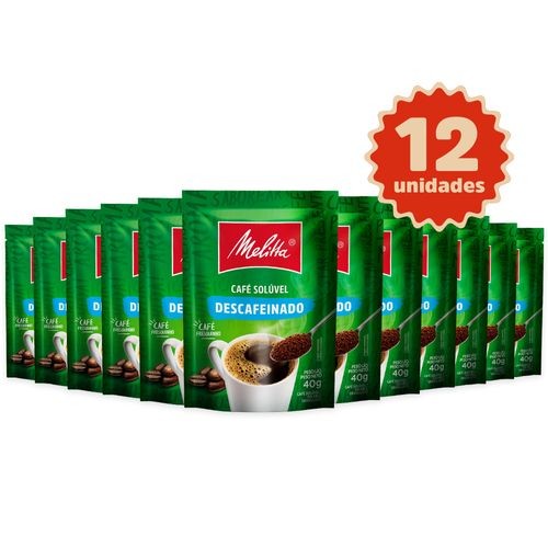 Kit 12 Cafés Solúvel Melitta® Descafeinado Sachê 40g