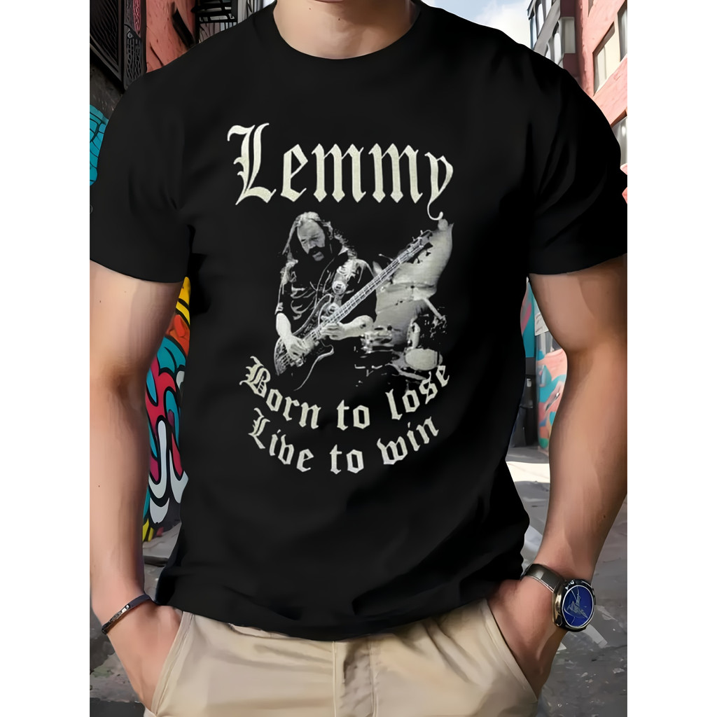 Music.Soul Camiseta Masculina Motörhead Lemmy "Born to Lose" | Estética Heavy Metal Unissex 100% Algodão