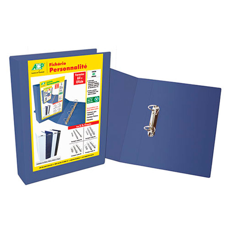 Fichário revestido com cristal oficio azul 60mm 3260AZ com 2 argolas ACP em Oferta na Shopee