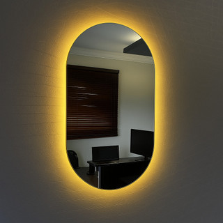 Espelho Oval Luz Led com Fonte 110/220V Espelho Moderno Decoração Hall Salao