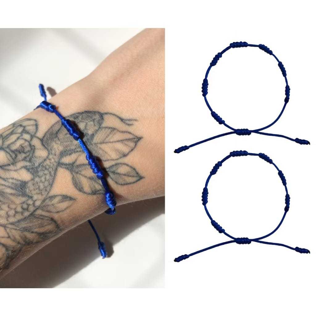 2 Pulseiras Azul Royal 7 Nós Kabbalah Akai Ito Confiança Lealdade(intuição,serenidade,sabedoria)