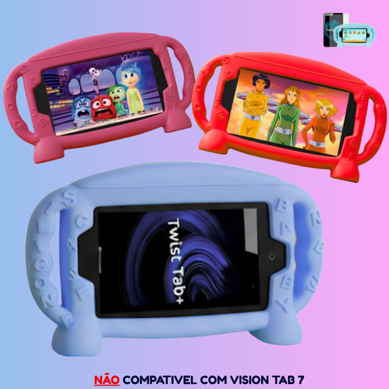 Capa Infantil  Silicone Baby para  Twist Tab Plus T780 POSITIVO + Película de Hiidrogel  7'' Polegadas