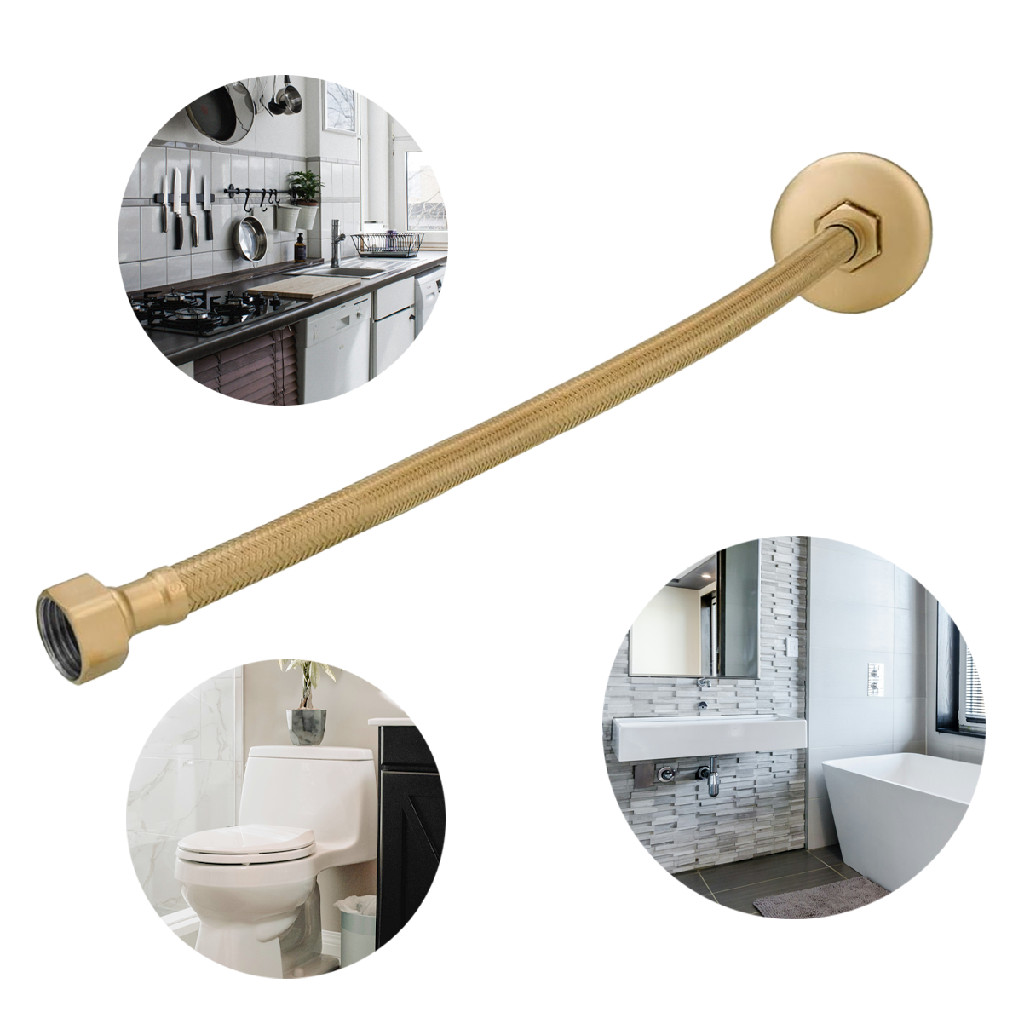 Engate Flexível Inox Trançado Dourado Crie Construa