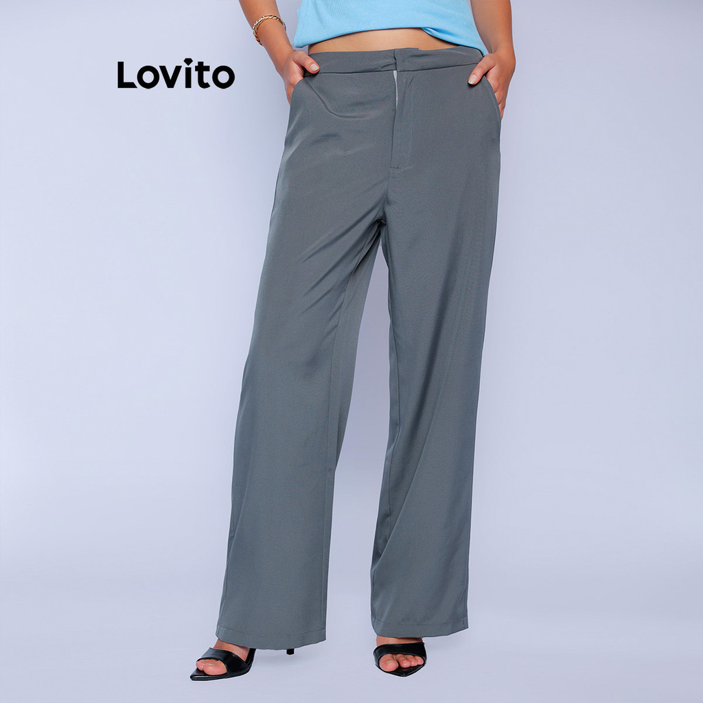 Lovito Calça Lisa Elegante Feminina LB785BRL815
