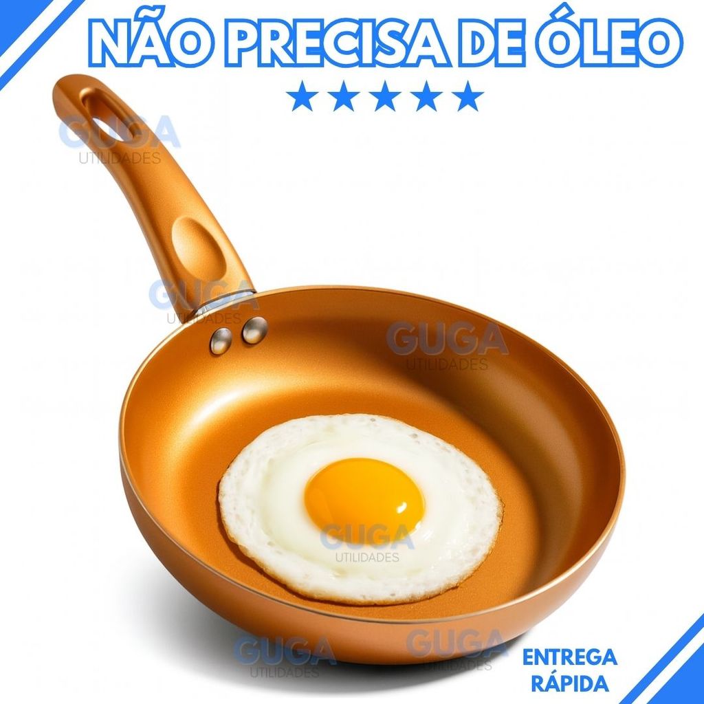 Imagem Frigideira Cobre Antiaderente em Cerâmica Premium – Alta Durabilidade e Uso Sem Óleo Não Gruda Ovo, Kit Natal