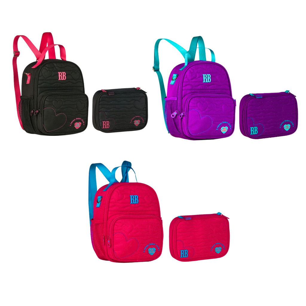 Kit Lancheira 2 em 1 e Estojo Rebecca Bonbon Heart Beats