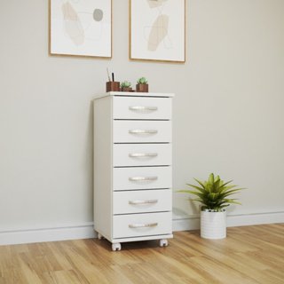 Gaveteiro 6 Gavetas com Rodízio Branco em Oferta na Shopee