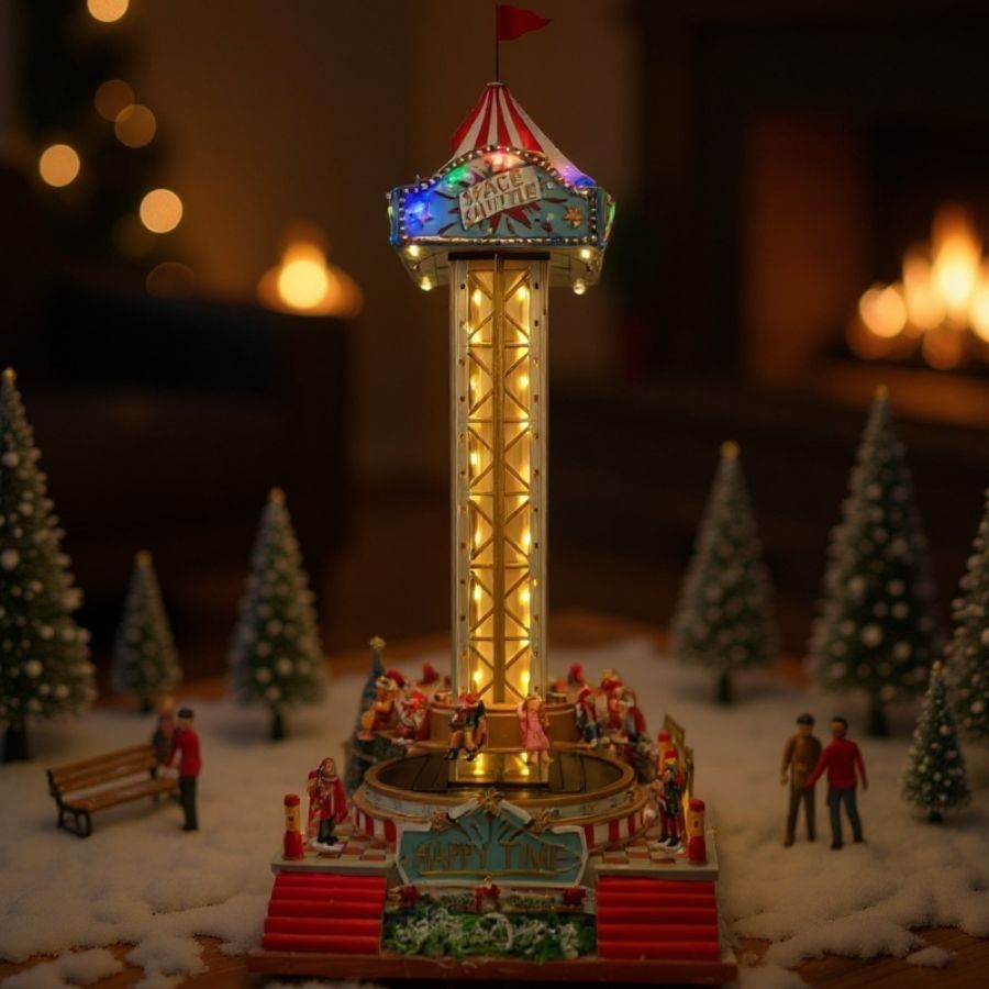 Cenário De Natal - Brinquedo de Parque de Diversão com Som , Luz e Movimento - 23x23x55cm - 1 unidade - Rizzo