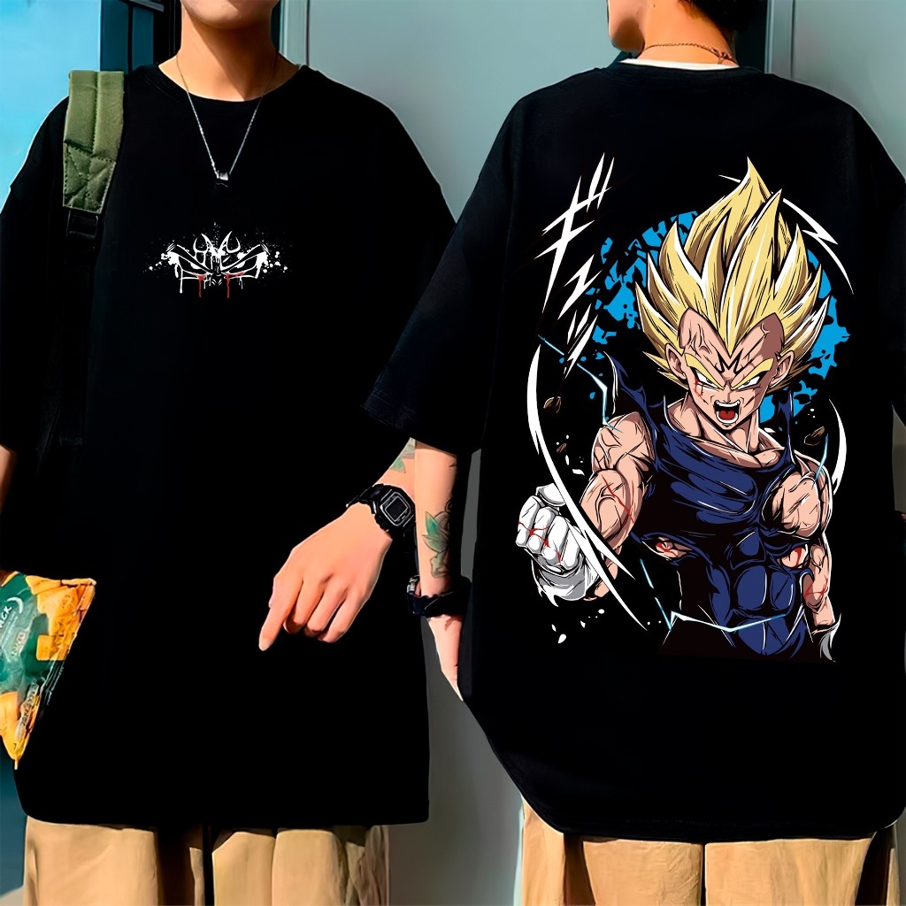 Camiseta Oversized Anime Vegeta Dragon Ball Goku Majin Estampada 100% Algodão Academia Treino