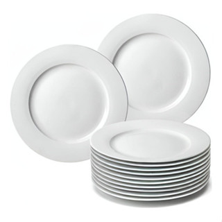 Jogo Kit 10 Pratos Raso 28cm Leve Resistente Branco Melamina Liso Bestfer em Oferta na Shopee