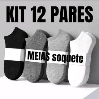 Kit com 3 / 6 /12 Pares de Meias Soquete Unissex Qualidade Premium em Oferta na Shopee