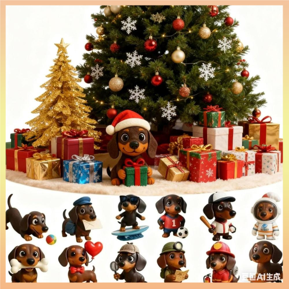 Calendário De Advento De Dachshund Leve Adorável Ornamento De Árvore De Férias Exclusivo Encantador Decoração De Natal P