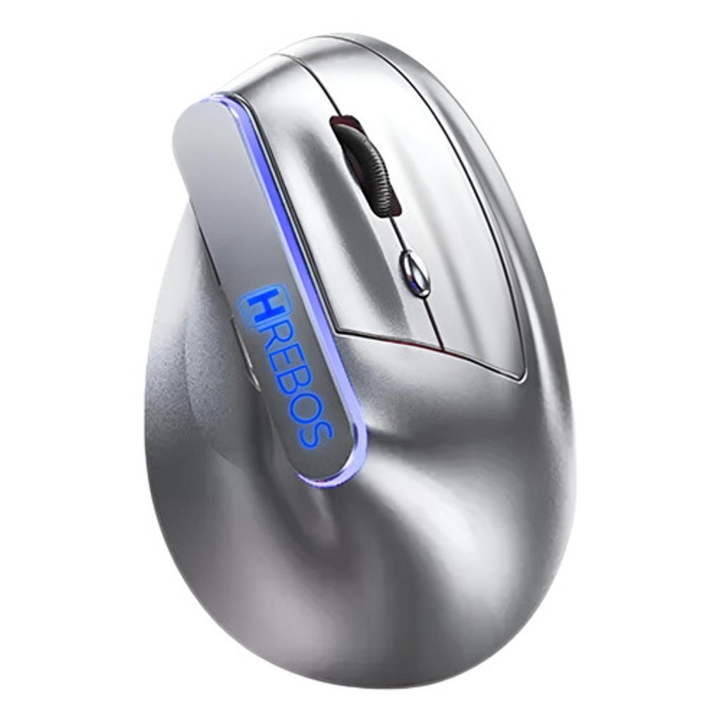 Mouse Ergonômico Confortável Vertical Sem Fio 1600dpi Prateado