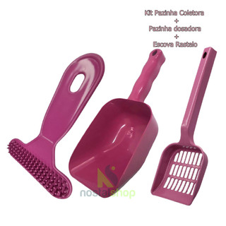 KIT PAZINHA HIGIÊNICA COLETORA + PÁ DOSADORA + ESCOVA RASQUEADA