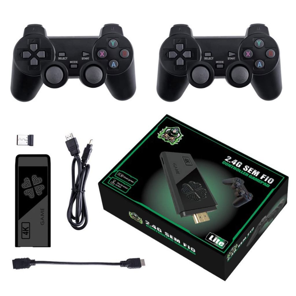 Vídeo Game Retrô 4K 64G com 10.000 Jogos, HD Display, Vídeo Game Stick para PS1/GBA/FC/MD, Clássico Retro Video Game Ret