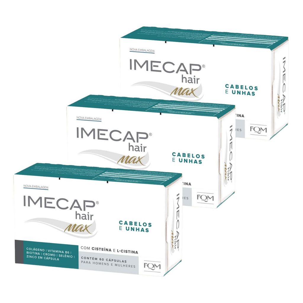 Kit Imecap Hair Max 180 Caps Cabelos e Unhas Com Cisteina