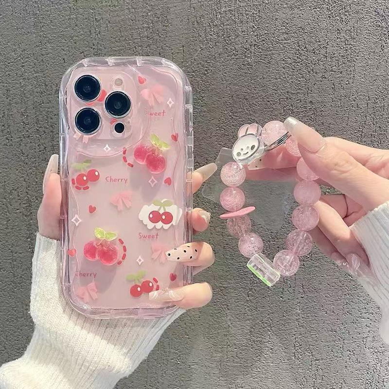Flor Cereja 3D Caso Para Samsung Galaxy A56 A36 A26 A54 A34 A14 A15 A16 A06 A55 A35 A25 M14 A04S A04E A05S A05 A52 A32 A
