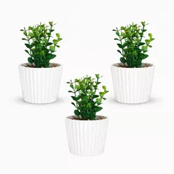 Kit 3 Vasos Vasinhos Decorativos com Eucalipto Artificial para Casa