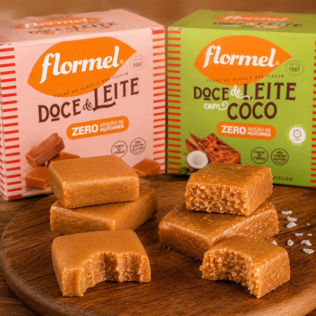 Kit 2 Caixas Doce de Leite e Doce de Leite com Coco Zero Açucar Sem Glúten Flormel 20g