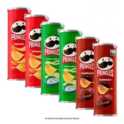 Combo Pringles Original 2 unid + Pringles Creme e Cebola 2 unid + Pringles Churrasco 2 unid