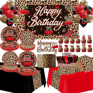 Decorações de Aniversário com Estampa de Guepardo, para 20 Convidados, Decorações de Aniversário com Tema de Guepardo e 