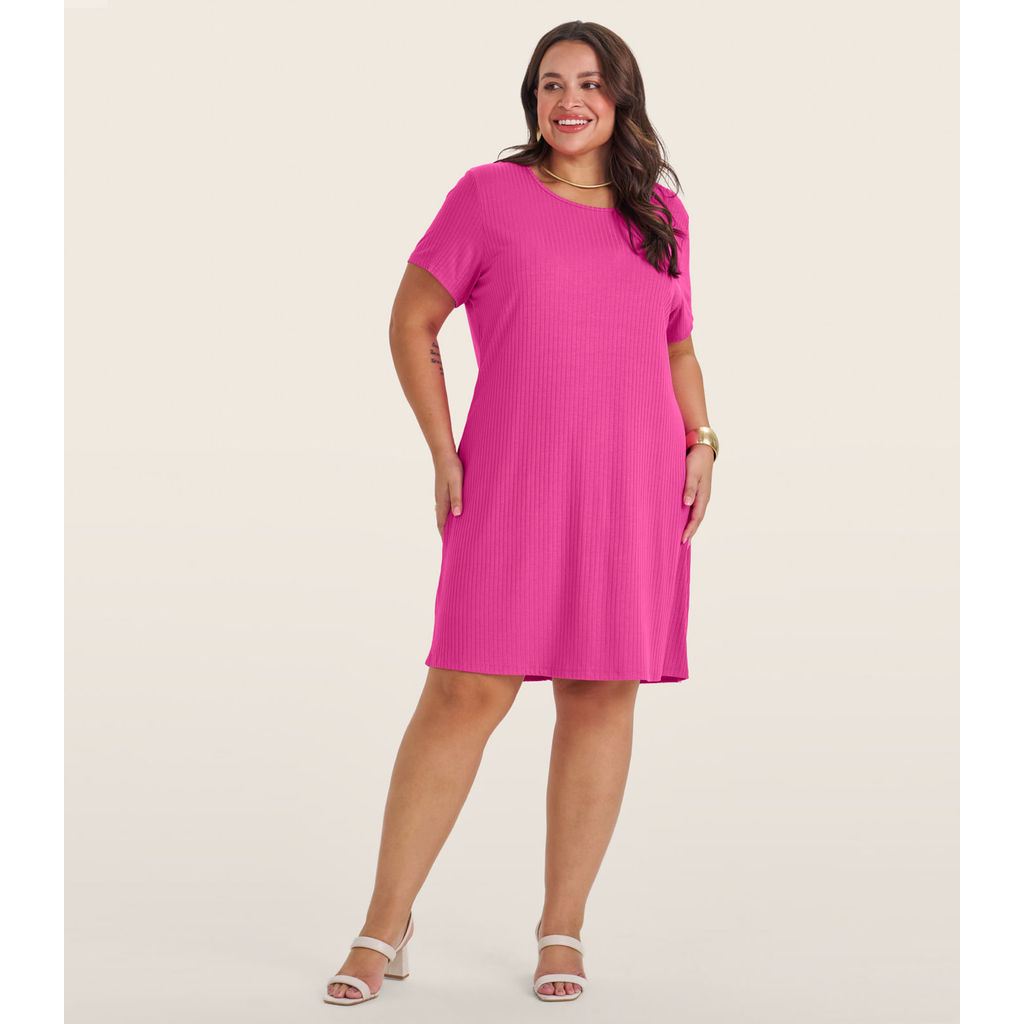 Vestido Feminino Plus Size Secret Glam Rosa