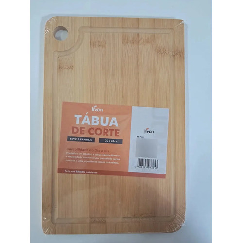 Tábua De Corte 20x30 Cm De Madeira Bambu Livon Retangular