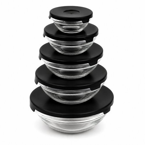 Kit 5 Potes Herméticos de Vidro com Tampa Vedação para Alimentos Organizador Geladeira Marmita Freezer Micro-ondas