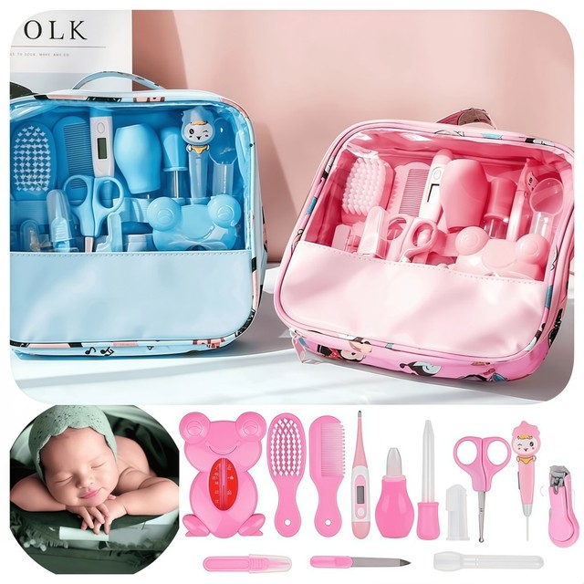 Kit 13 Peças Cuidados Bebê Recém-Nascido, Saúde e Higiene Completa, Rosa e Azul, Essencial para o Dia a Dia.