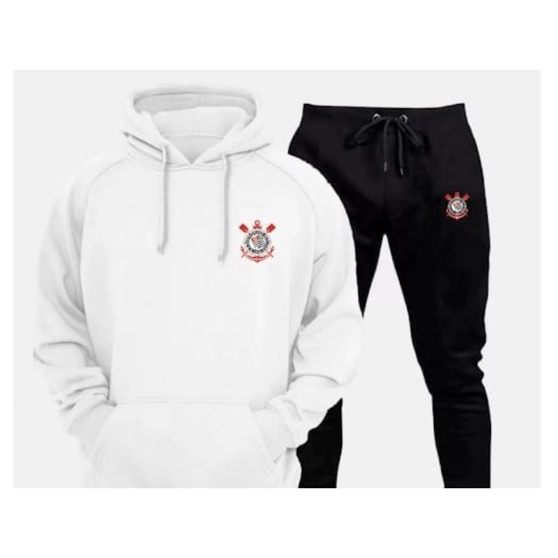 kit conjunto moletom calça+blusa agasalho feminino moleton masculino blusa frio unissex timão modelo canguru