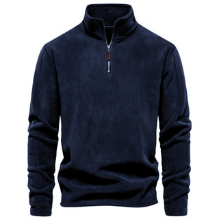 Masculino americano pesado moletom masculino meio zíper pulôver gola manga longa velo jaqueta Polar velo esportes jaquet