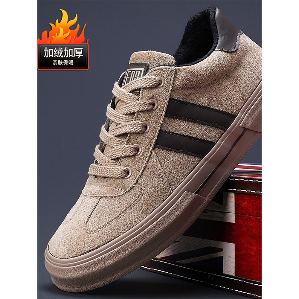 Sapatos masculinos novo estilo de inverno sapatos casuais masculinos sapatos de lona de cano baixo velo de algod