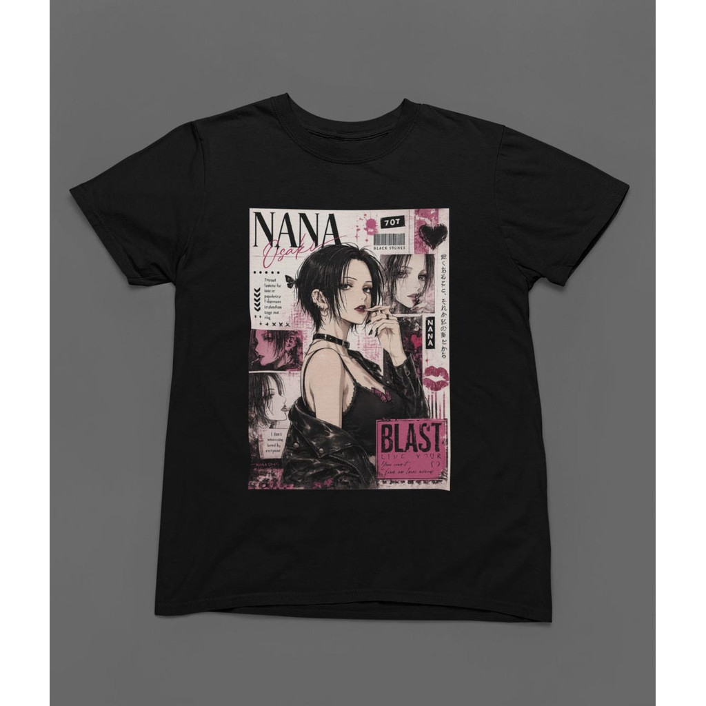 Camiseta Masculina Feminina Nana Osaki Blast Collage Revista Mangá Punk Oversized Unissex Algodão Premium