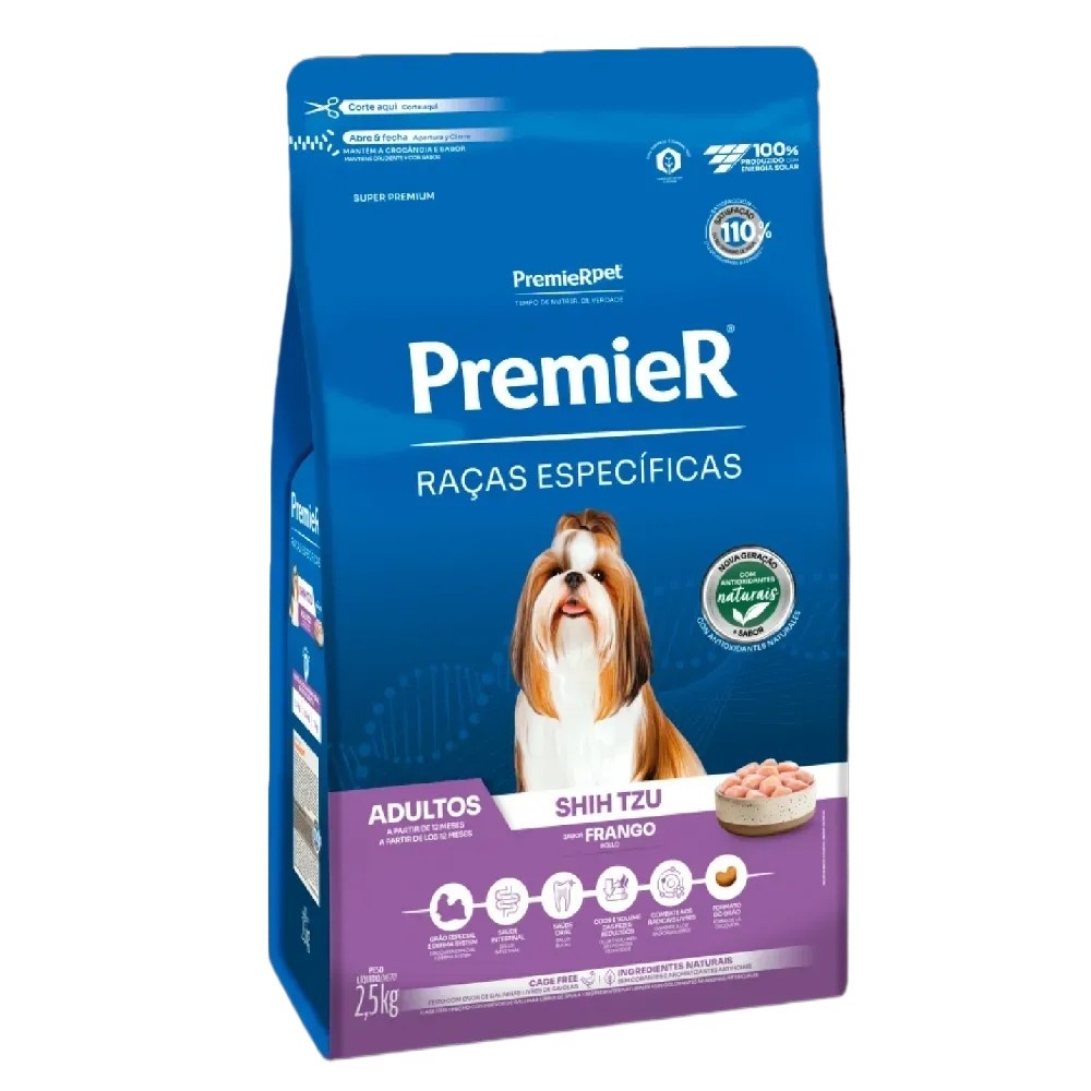 Ração Premier Shih Tzu Raças Específicas Adultos Frango 2,5 / 7,5 Kg