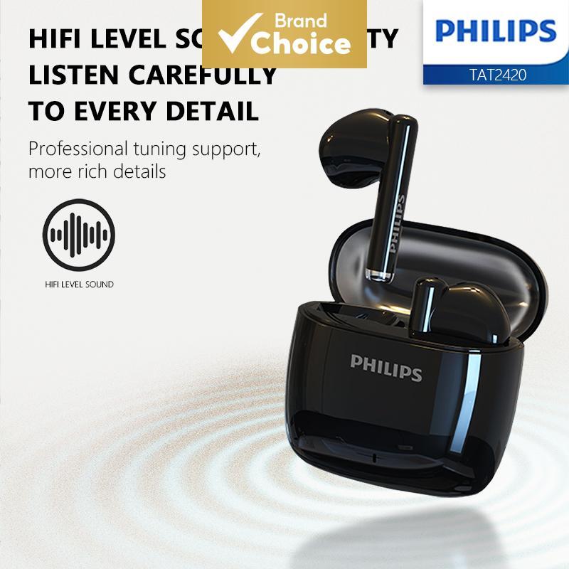 Fones de ouvido Philips TAT2420 originais de alta qualidade, Bluetooth, fone de ouvido HiFi 360 com som surround,