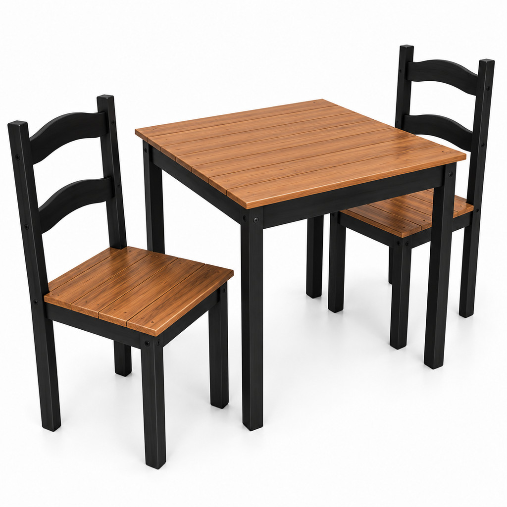 Conjunto Mesa com 2 Cadeiras Madeira Maciça Rústico Jantar 70x74cm