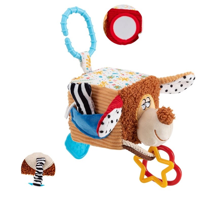 Cubo Sensorial Para Bebês , Bloco De Atividades Montessori Macio Com Mordedor E Chocalho Recém-Nascidos , Desenvolviment