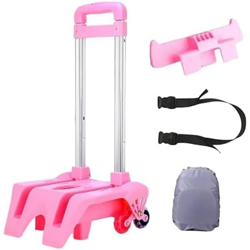 Mochila Carrinho Caminhão De Mão De Bagagem De Viagem Com 6 Rodas Inclui Alça , Fivela E Capa À Prova De Chuva , Rosa El