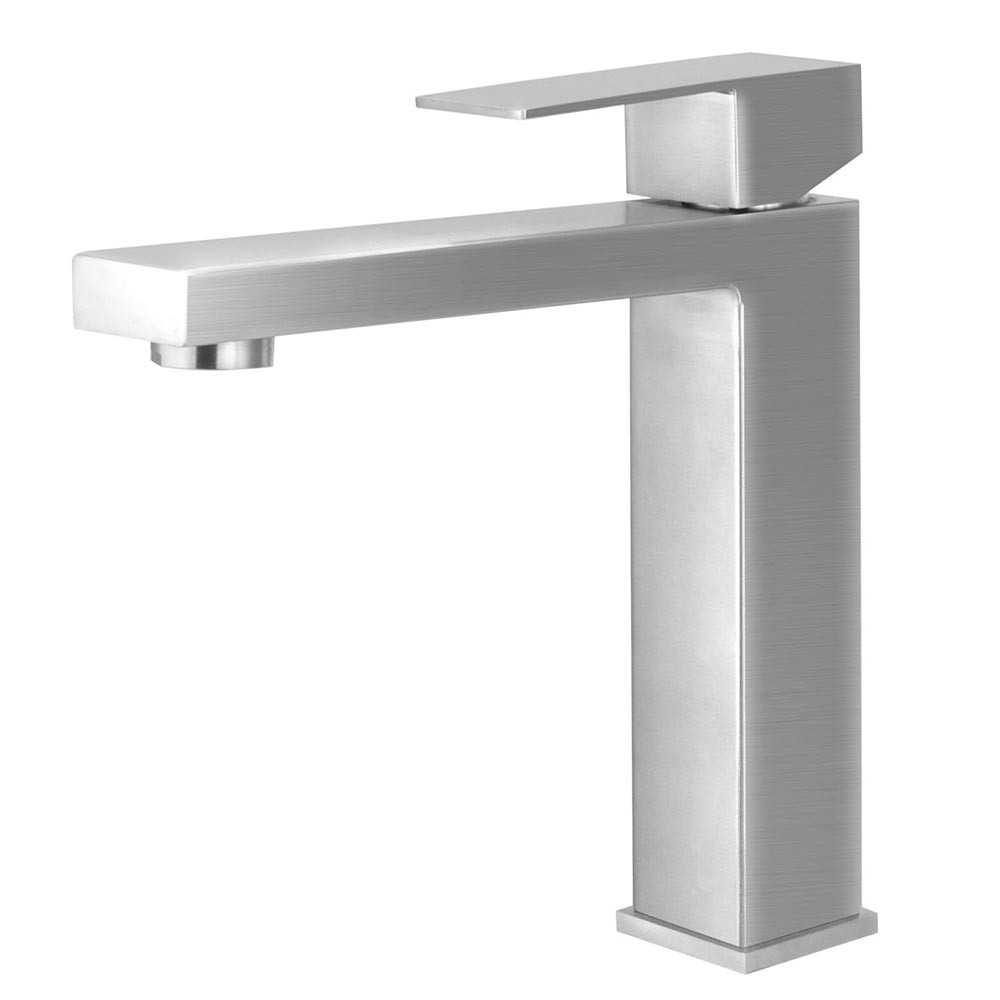Torneira Bancada Banheiro Quadrada Inox 304 Escovado 1/4v Pia Lavatorio Moderno — imagem 2 de 2