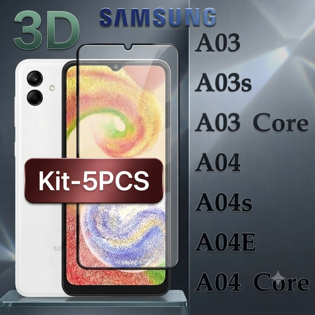 Película De Vidro 3D Samsung Galaxy A Para Todos os modelos A03 A03s A03Core A04 A04E A04s A04CORE