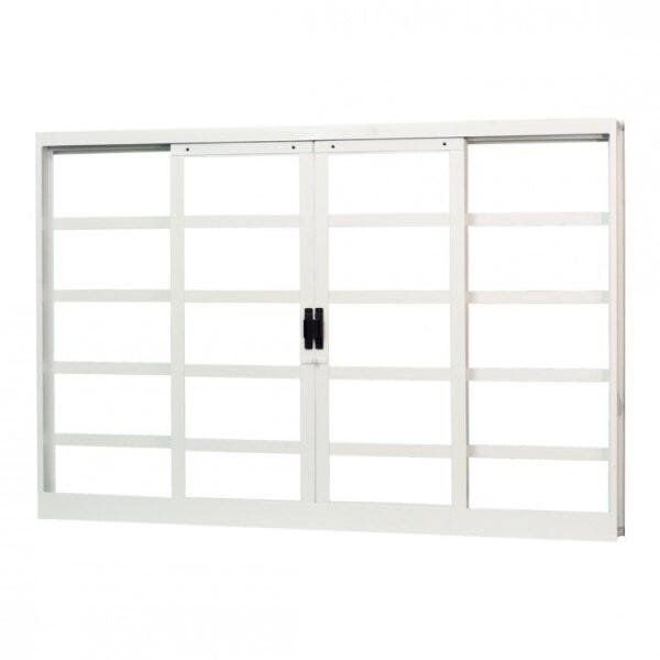 Janela de Aço de Correr 100x100cm 4 Folhas Minas Sul MGM Branco
