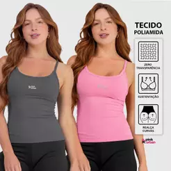 Kit 2 Regata Blusa Feminina Fitness Treino Slim Coladinha Poliamida Zero Transparência Sustentação