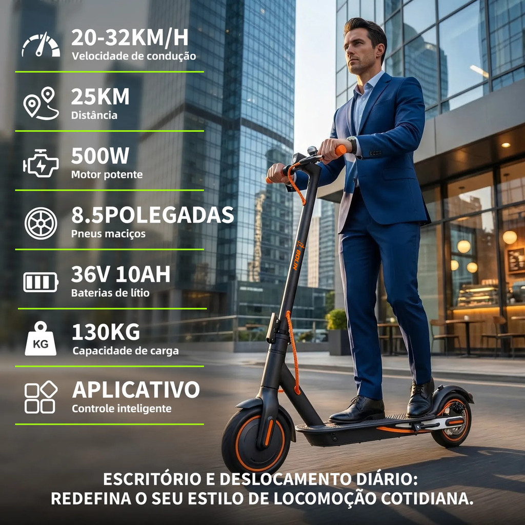Patinete Eletrico Adulto Scooter Elétrica 350W 48V